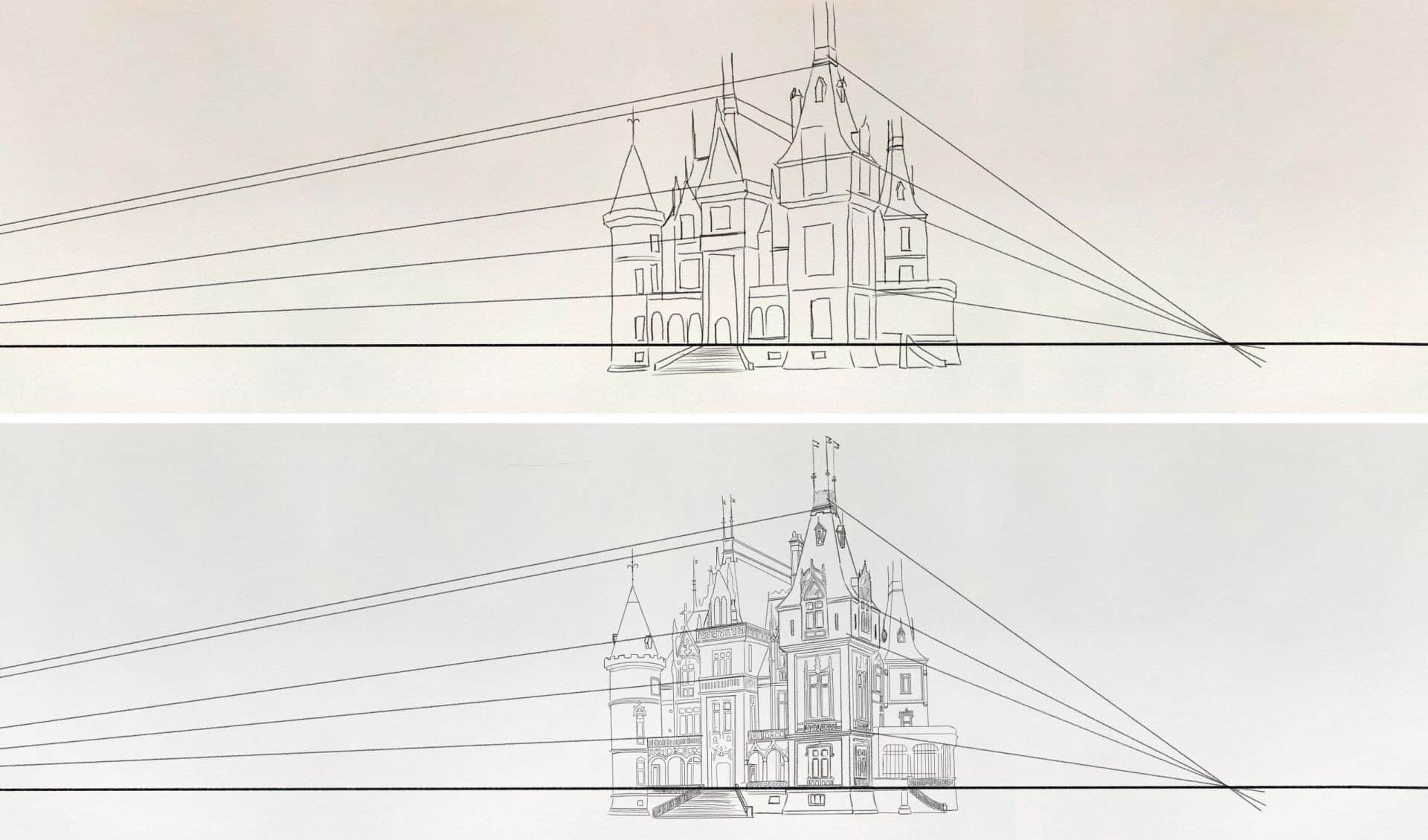 Two Point Perspective Drawing House 7