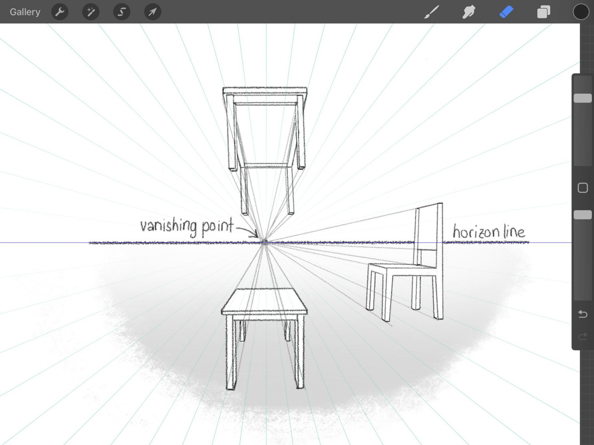 one point perspective table